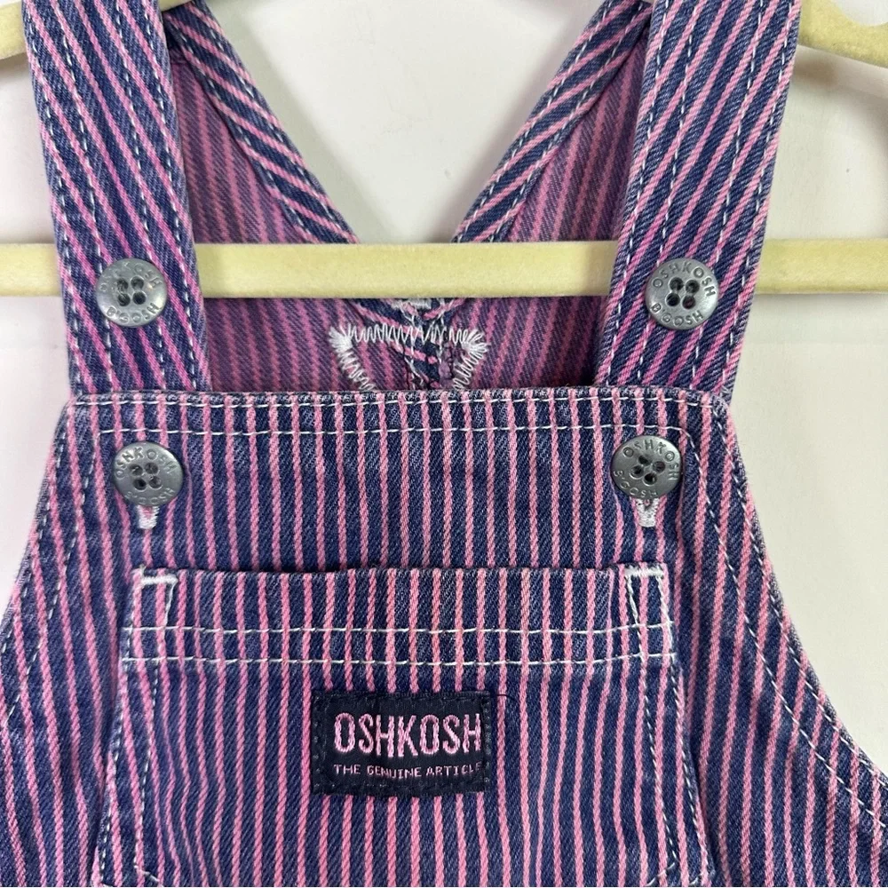 Oshkosh B'Gosh Vintage Toddler Girl Skirtalls Pinstripe Denim Dress Size 2 T